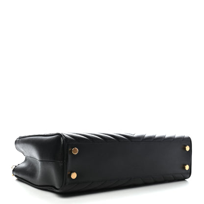Saint Laurent Grain De Poudre Matelasse Chevron Monogram Shopping Bag Black 4 of 8
