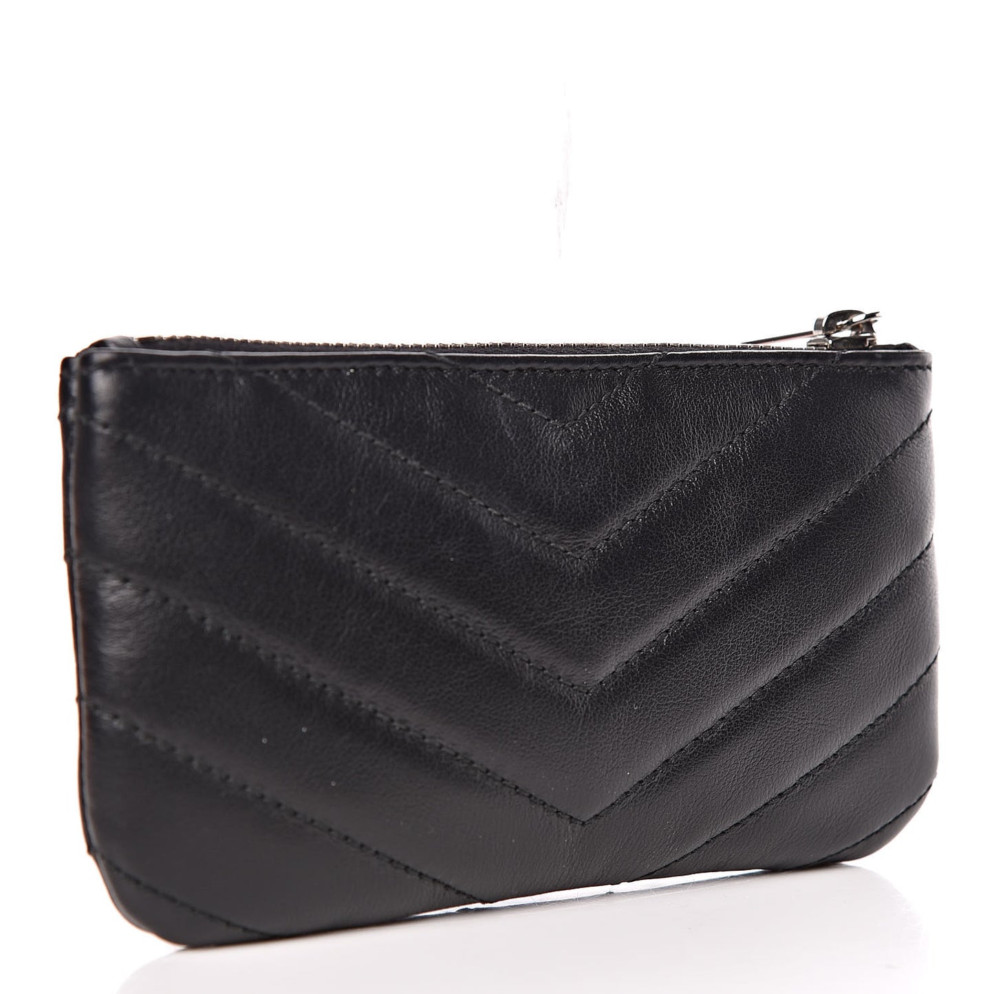 Calfskin Matelasse Monogram Key Pouch Black