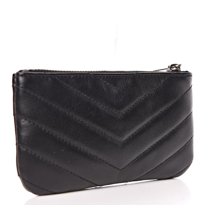 Saint Laurent Calfskin Matelasse Monogram Key Pouch Black 3 of 7
