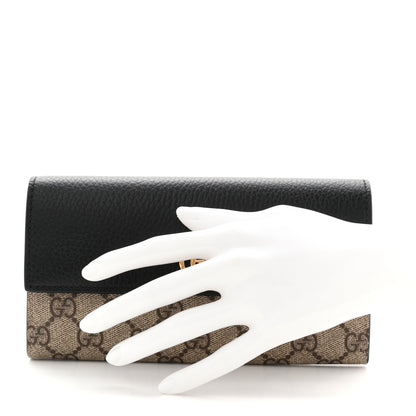 Gucci Dollar Calfskin GG Supreme Monogram GG Marmont Continental Wallet Black Beige Ebony 2 of 9