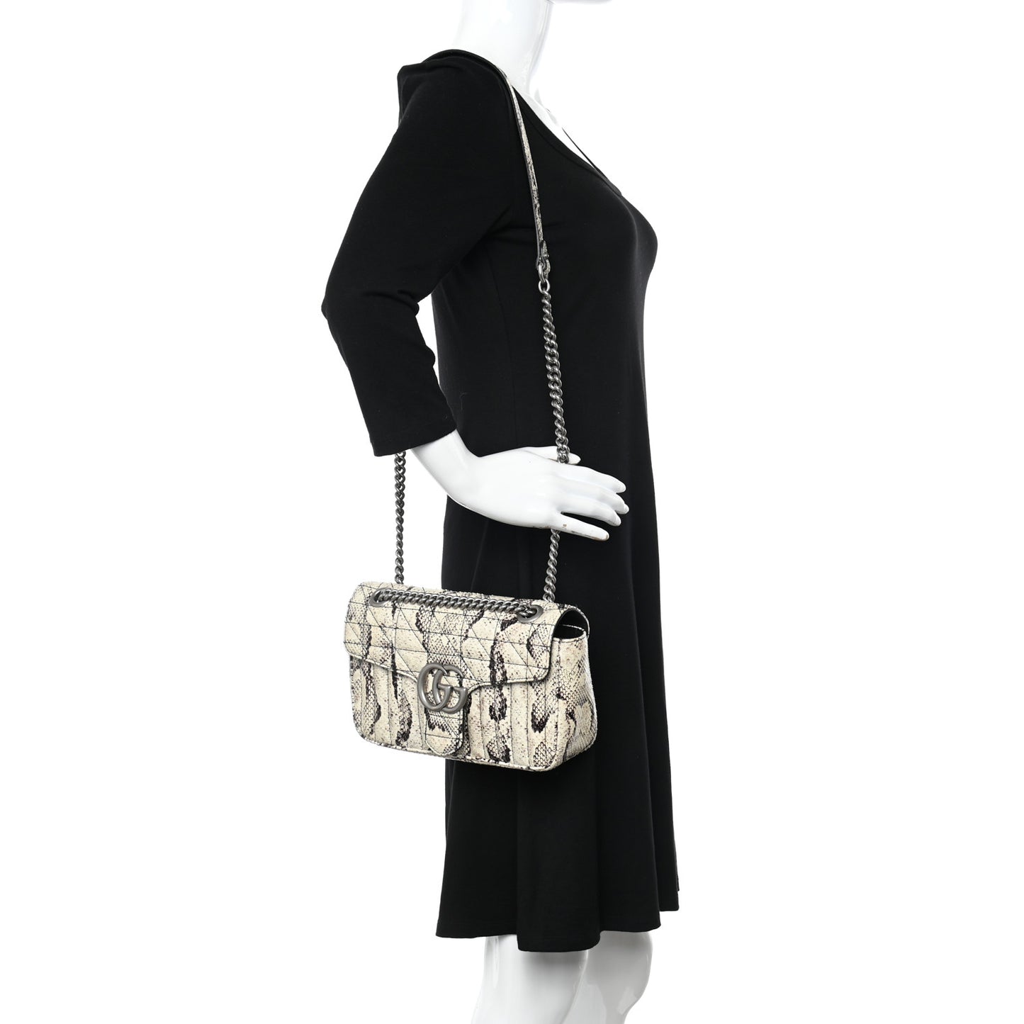 Snakeskin Matelasse Aria Small GG Marmont Shoulder Bag Roccia