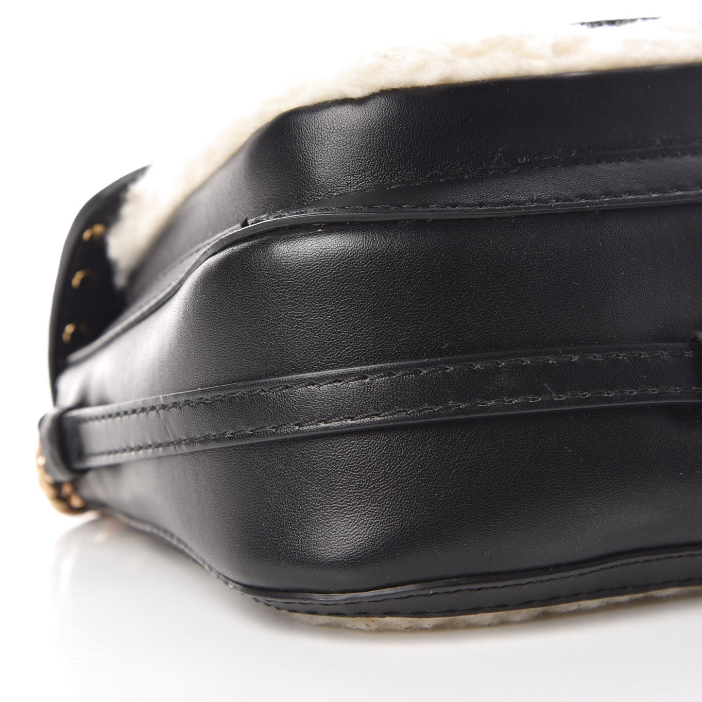 Eco Alter Nappa Eco Shearling Popper Shoulder Bag Natural