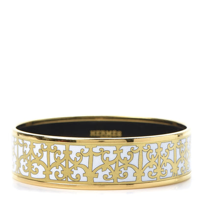 Hermes Enamel Printed Wide Balcons du Guadalquivir Bracelet 62 Gold 1 of 4