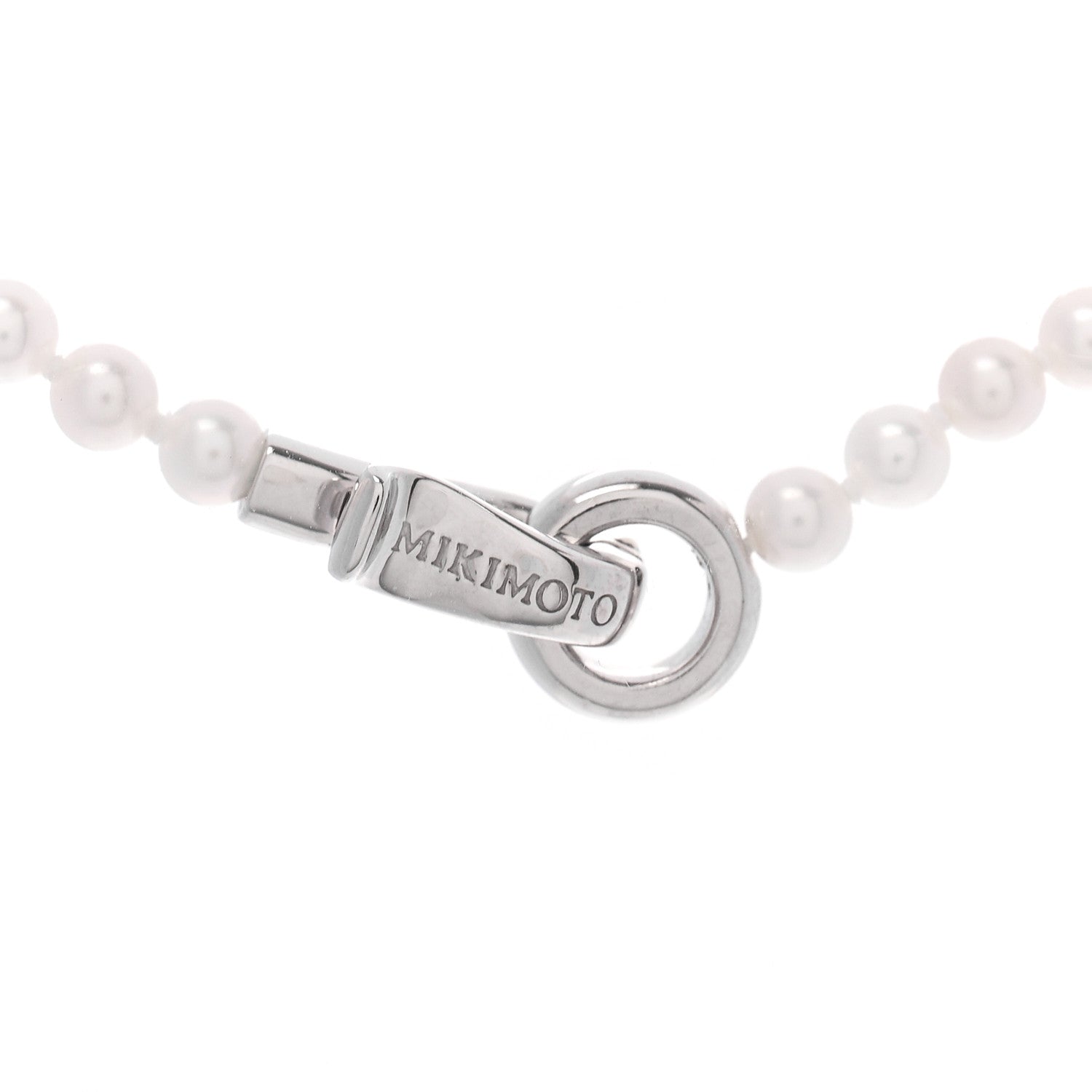 Mikimoto 18K White Gold Akoya Cultured Pearl 4mm Strand Necklace 16" 4 of 6