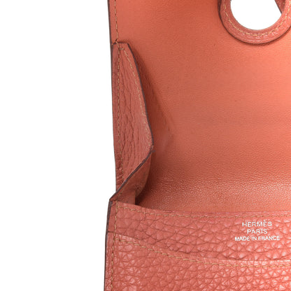 Hermes Taurillon Clemence Dogon Card Case Rose Thè 13 of 18