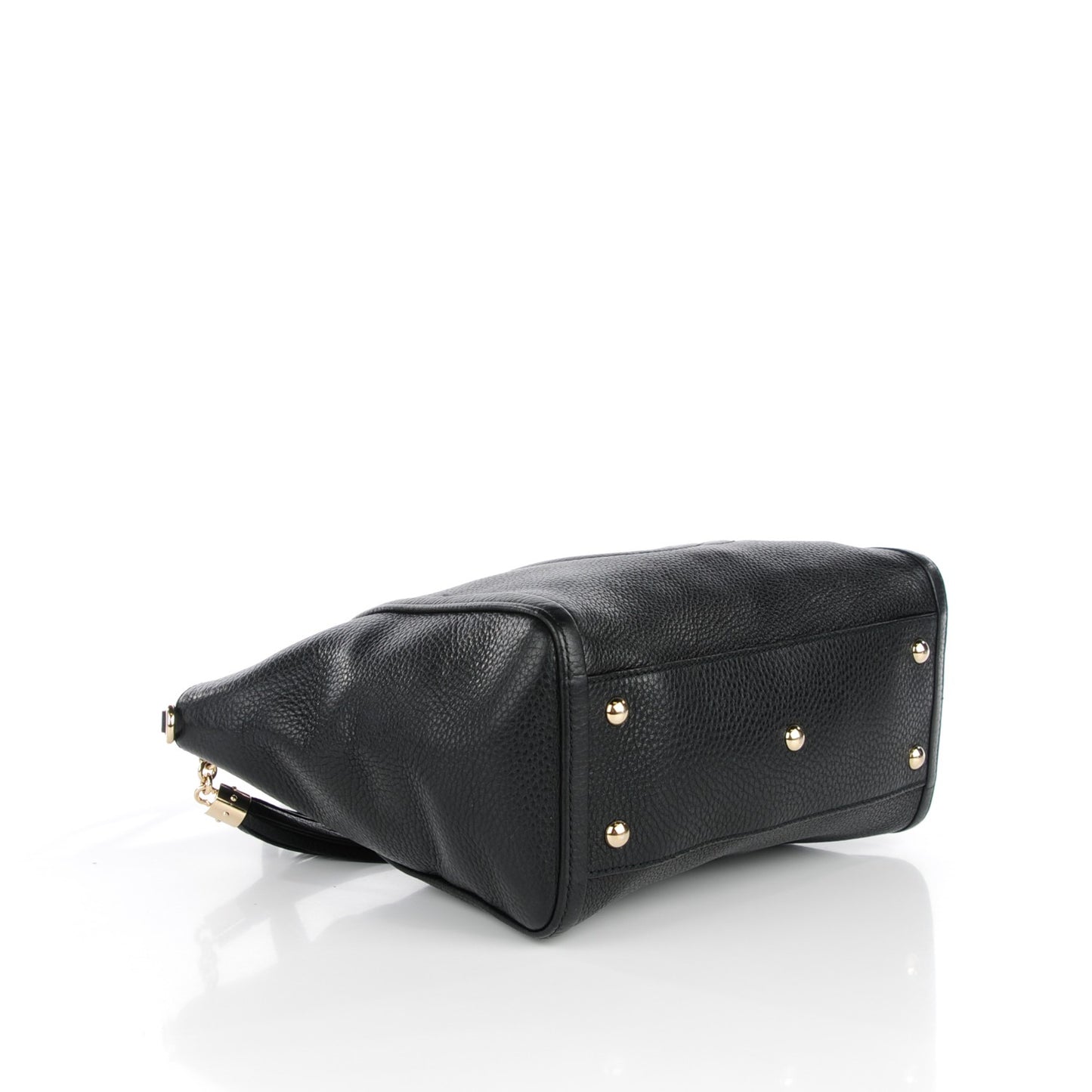 Pebbled Calfskin Small Soho Top Handle Bag Black