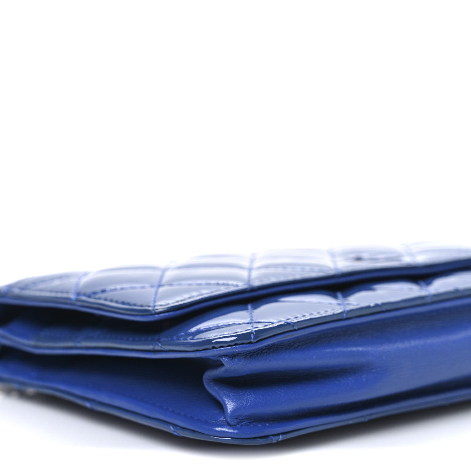 Chanel Patent Calfskin Quilted Wallet On Chain WOC Dark Blue 10 of 11