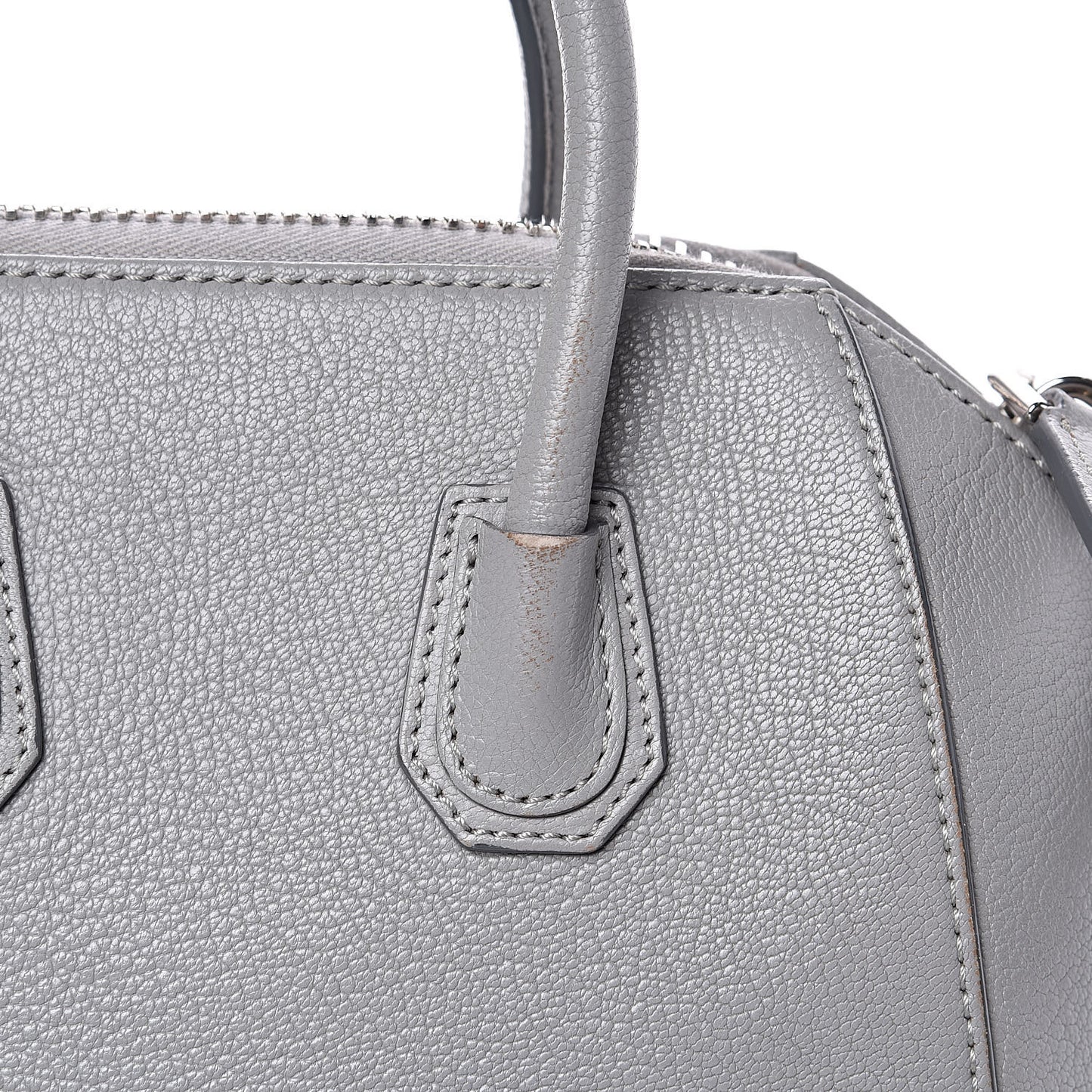Sugar Goatskin Mini Antigona Pearl Grey