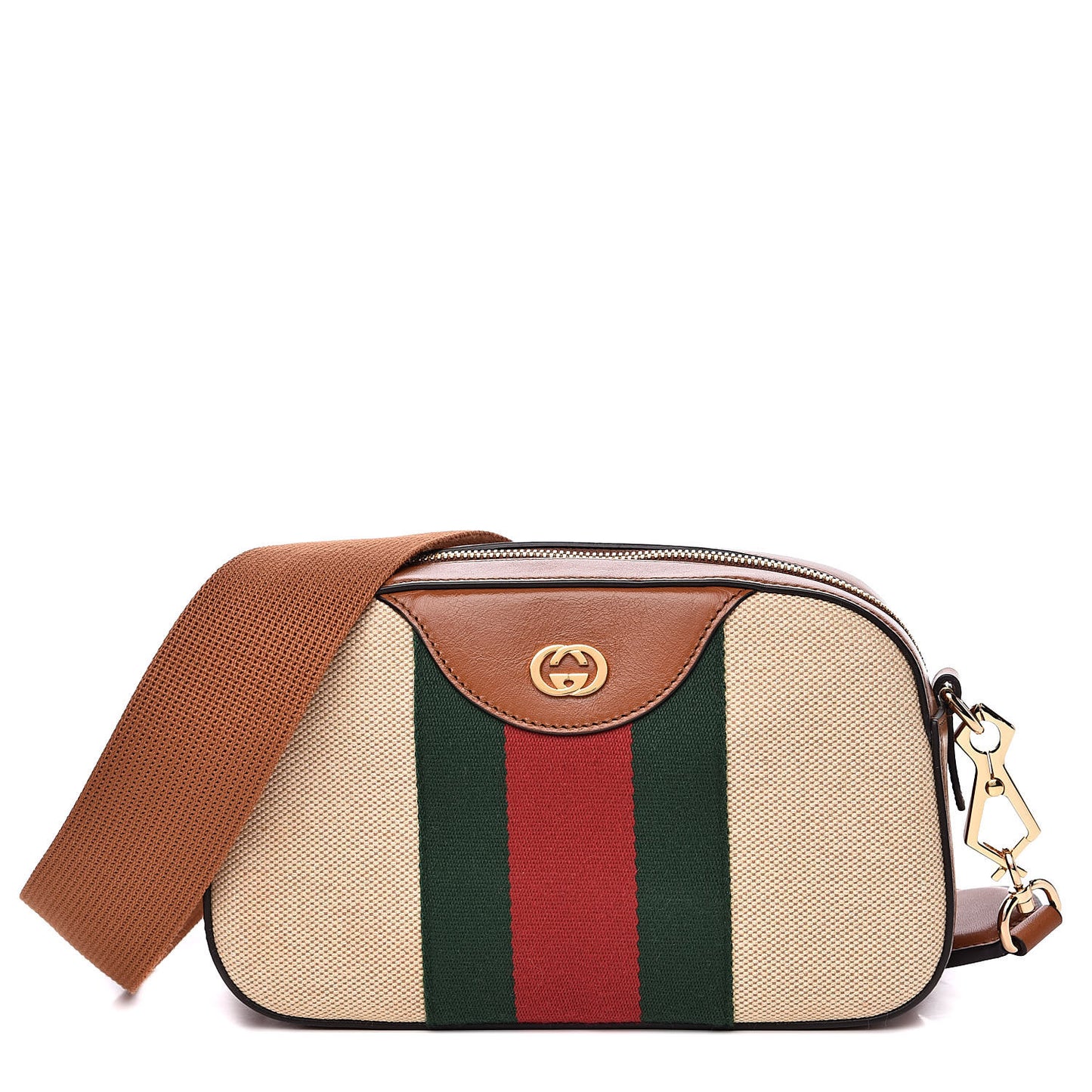 Vintage Canvas Web Shoulder Bag Sand Cuir