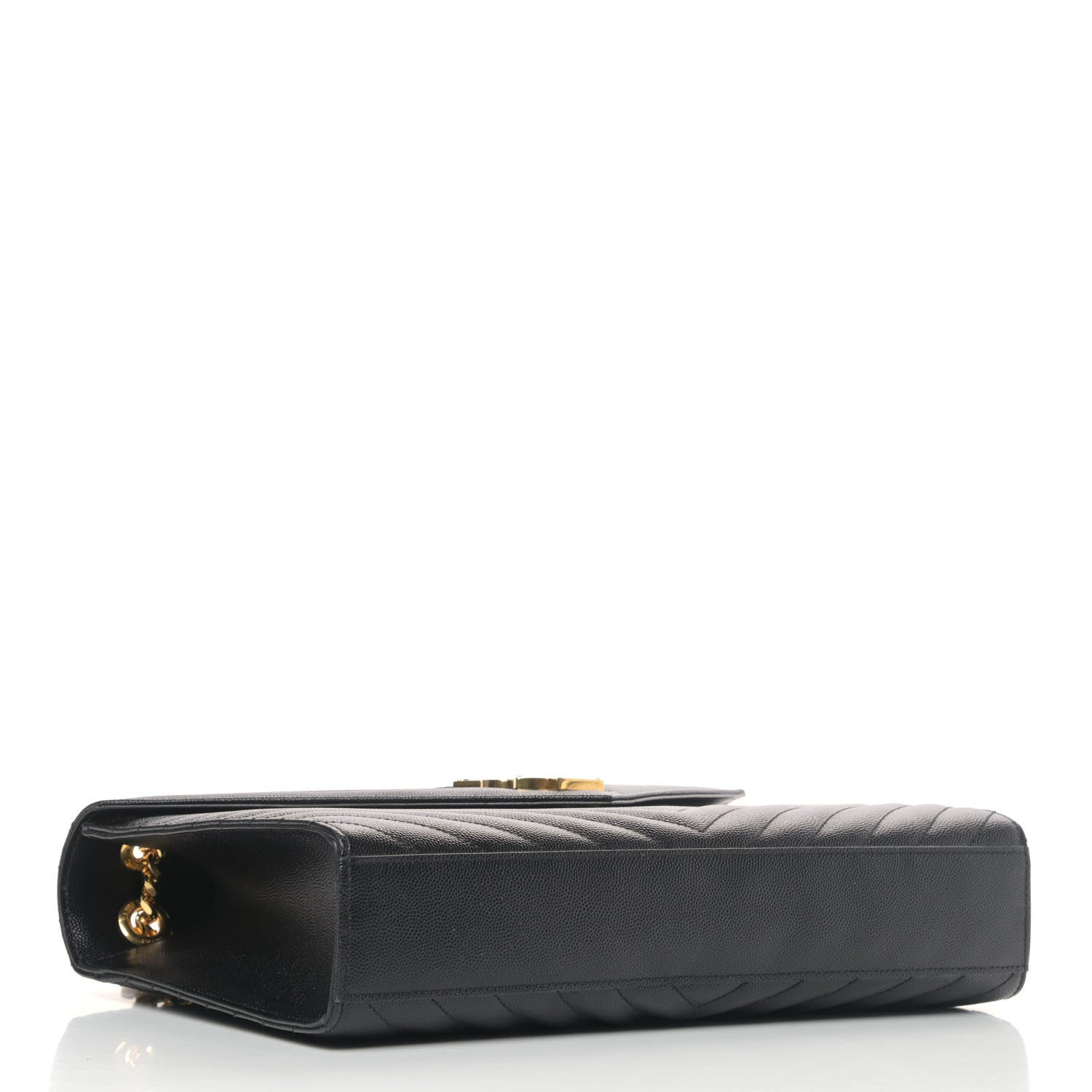 Saint Laurent Grain De Poudre Matelasse Chevron Large Monogram Satchel Black 3 of 5