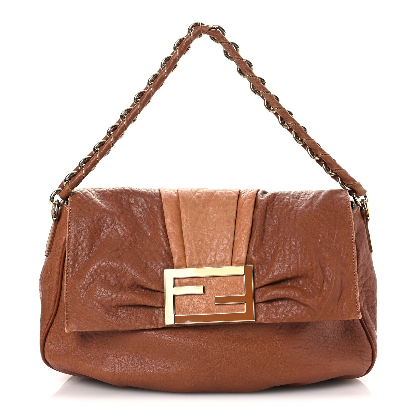 Crinkled Lambskin Mia Shoulder Flap Camel