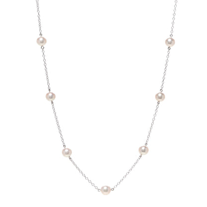 Mikimoto 18K White Gold Akoya Pearl 5.5-6mm Station Necklace 1 of 4