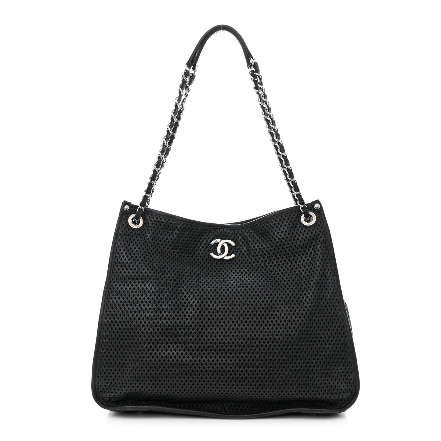 Calfskin Perforated Up In The Air Tote Black