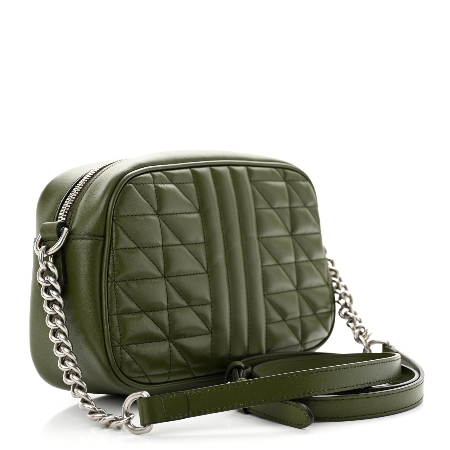 Calfskin Matelasse Aria Small GG Marmont Chain Shoulder Bag Military Wood
