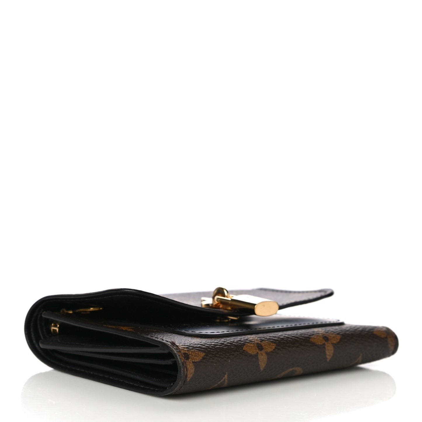Monogram Flower Lock Compact Wallet Black
