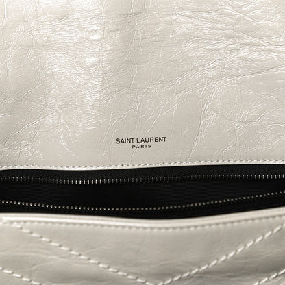 Saint Laurent Crinkled Calfskin Matelasse Monogram Medium Niki Chain Satchel Crema Soft 6 of 12