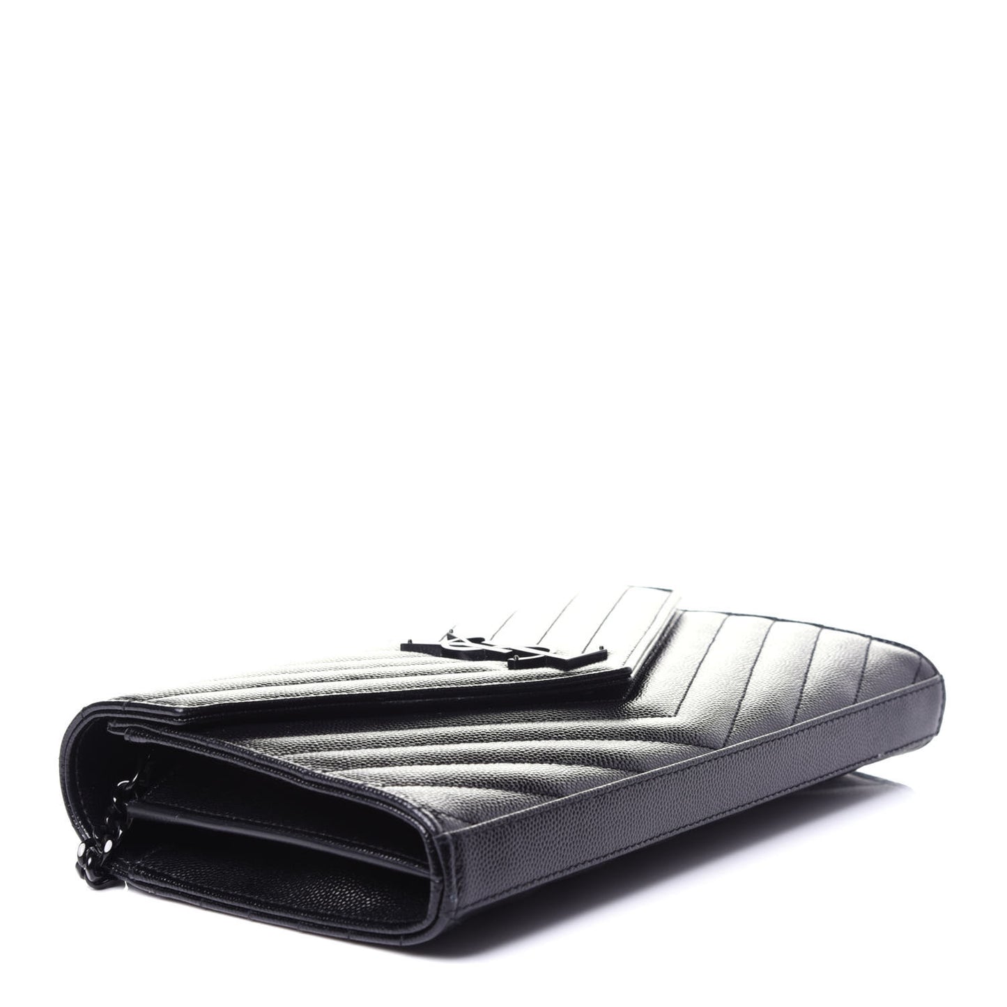 Grain De Poudre Matelasse Chevron Monogram Chain Wallet Black