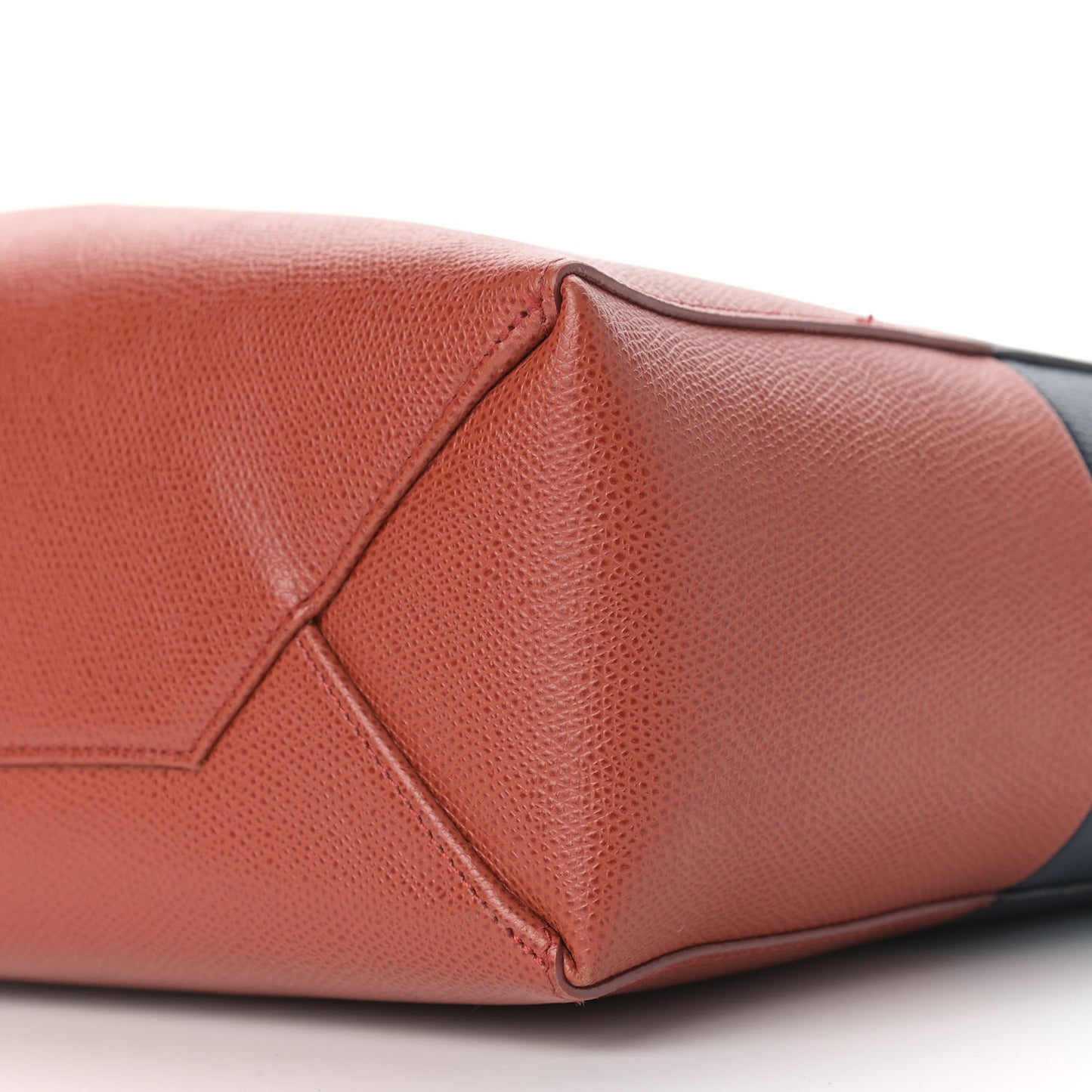 Grained Calfskin Small Vertical Bi-Cabas Navy Terracotta