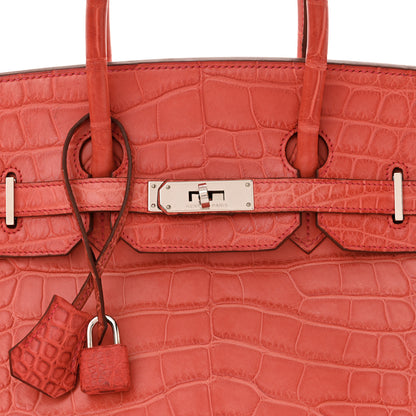 Hermes Matte Alligator Birkin 35 Bougainvillea 8 of 18