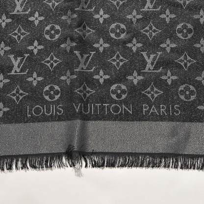 Louis Vuitton Silk Lurex Wool Monogram Shine Shawl Black 3 of 5