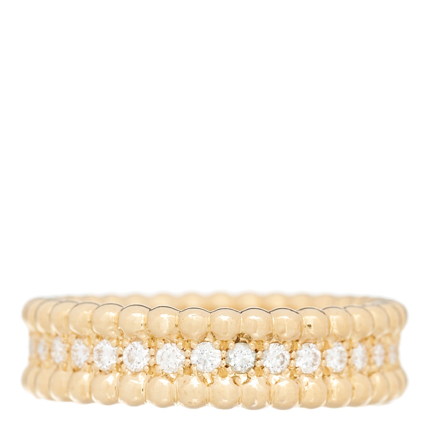 Van Cleef & Arpels 18K Yellow Gold Diamond Perlee 1 Row Ring 53 6.5 3 of 4