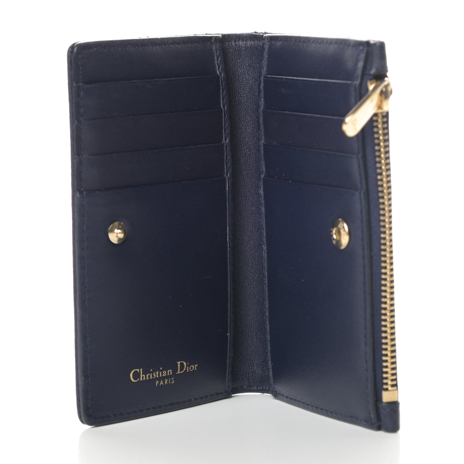 Christian Dior Grained Calfskin Cannage Diorama Wallet Blue 5 of 9