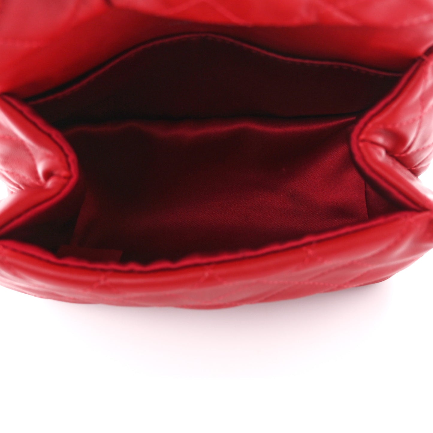 Lambskin Quilted Mini Roll Clutch Red