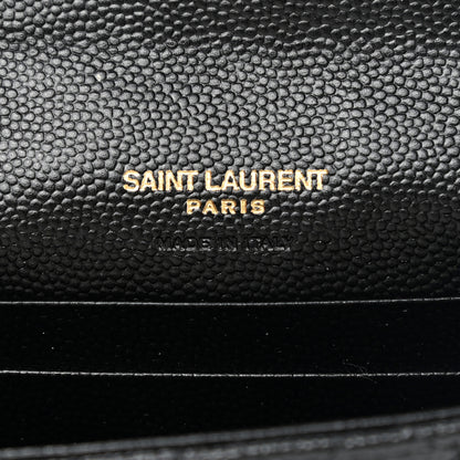Saint Laurent Grain De Poudre Textured Mixed Matelasse Triquilt Small Monogram Envelope Wallet Black 6 of 7