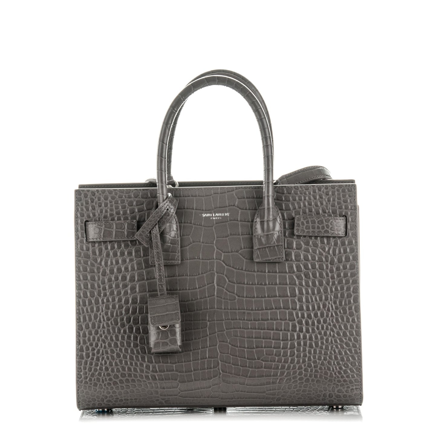 Calfskin Crocodile Embossed Baby Sac De Jour Fog