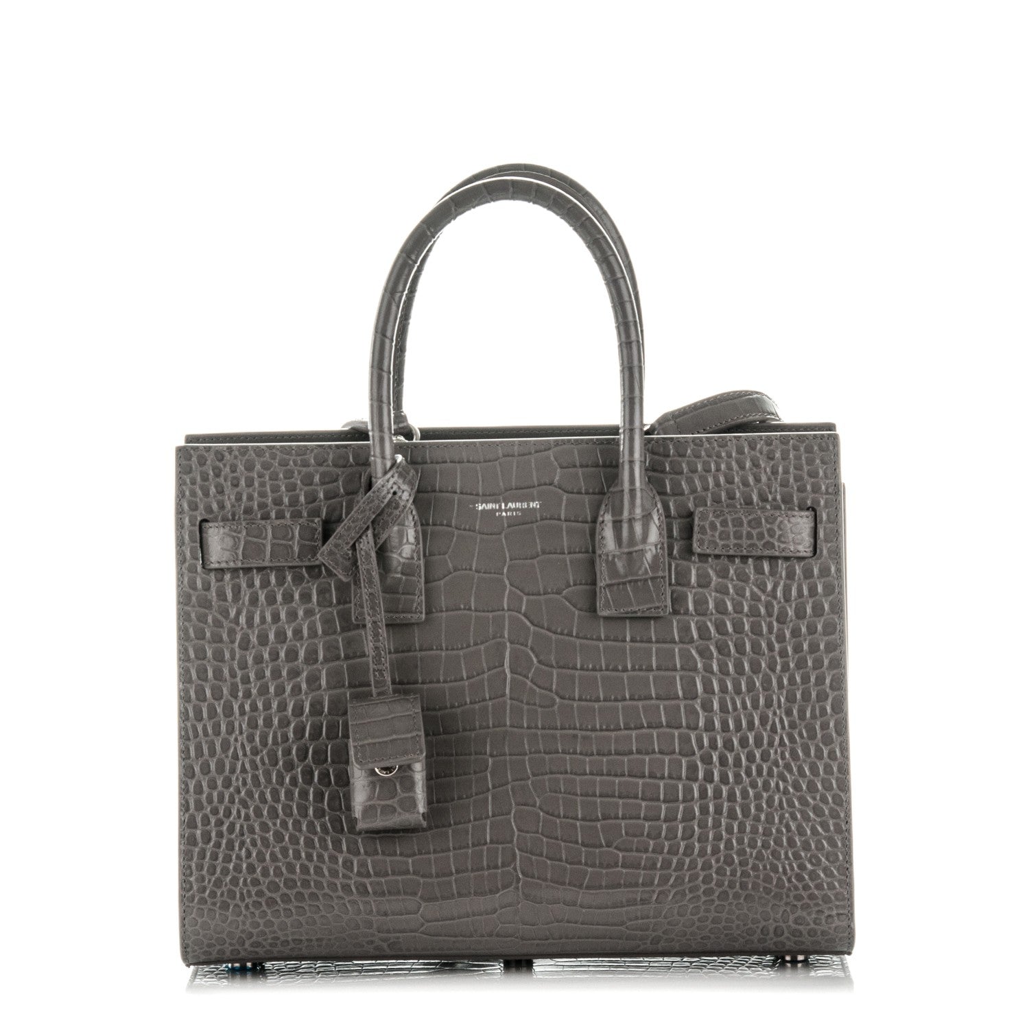 Saint Laurent Calfskin Crocodile Embossed Baby Sac De Jour Fog 1 of 7