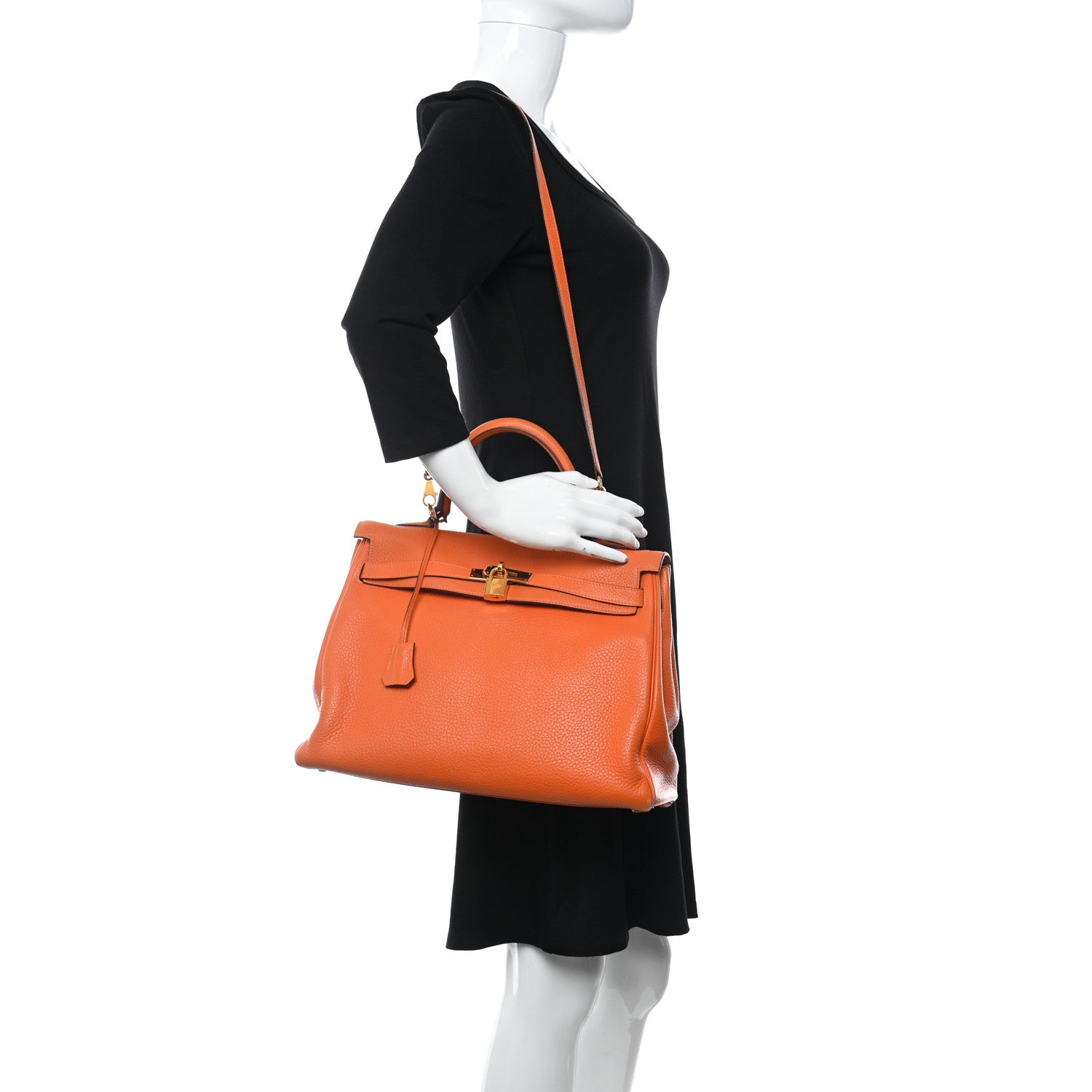 Hermes Taurillon Clemence Kelly Retourne 35 Orange 2 of 25