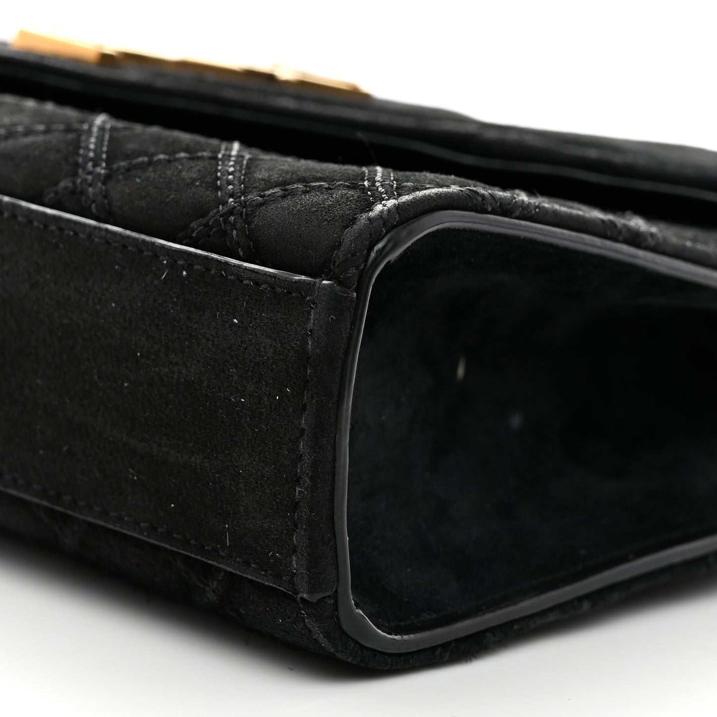 Suede Mixed Matelasse Triquilt Medium Monogram Satchel  Black