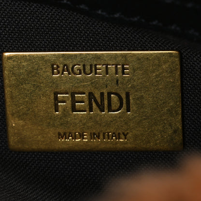 Fendi Shearling Vitello Dolce Macro FF 1974 Baguette Tobacco Black 6 of 10