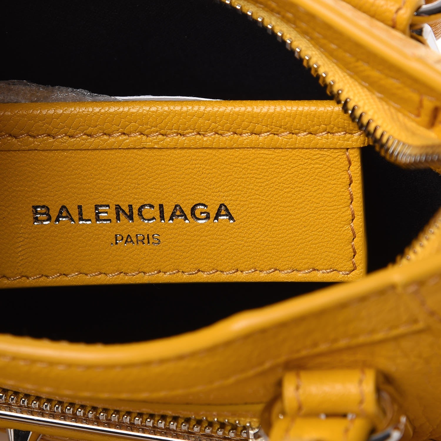 Balenciaga Chevre Silver Metallic Edge Hardware Nano City Jaune Epi 14 of 16