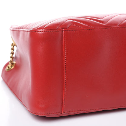 Gucci Calfskin Matelasse Medium GG Marmont Shoulder Tote Bag Hibiscus Red 8 of 10