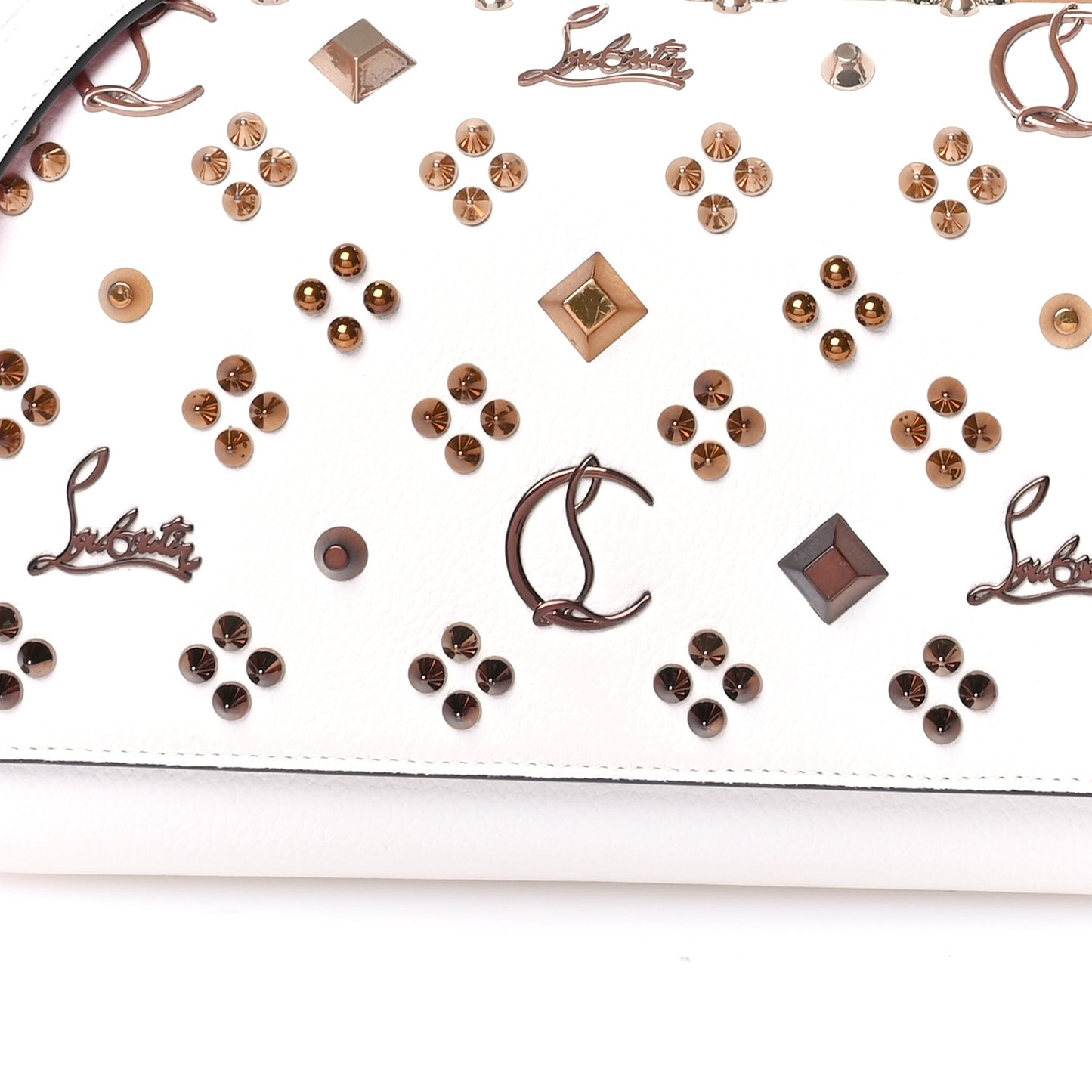 Calfskin Spikes Loubinthesky Paloma Clutch Snow