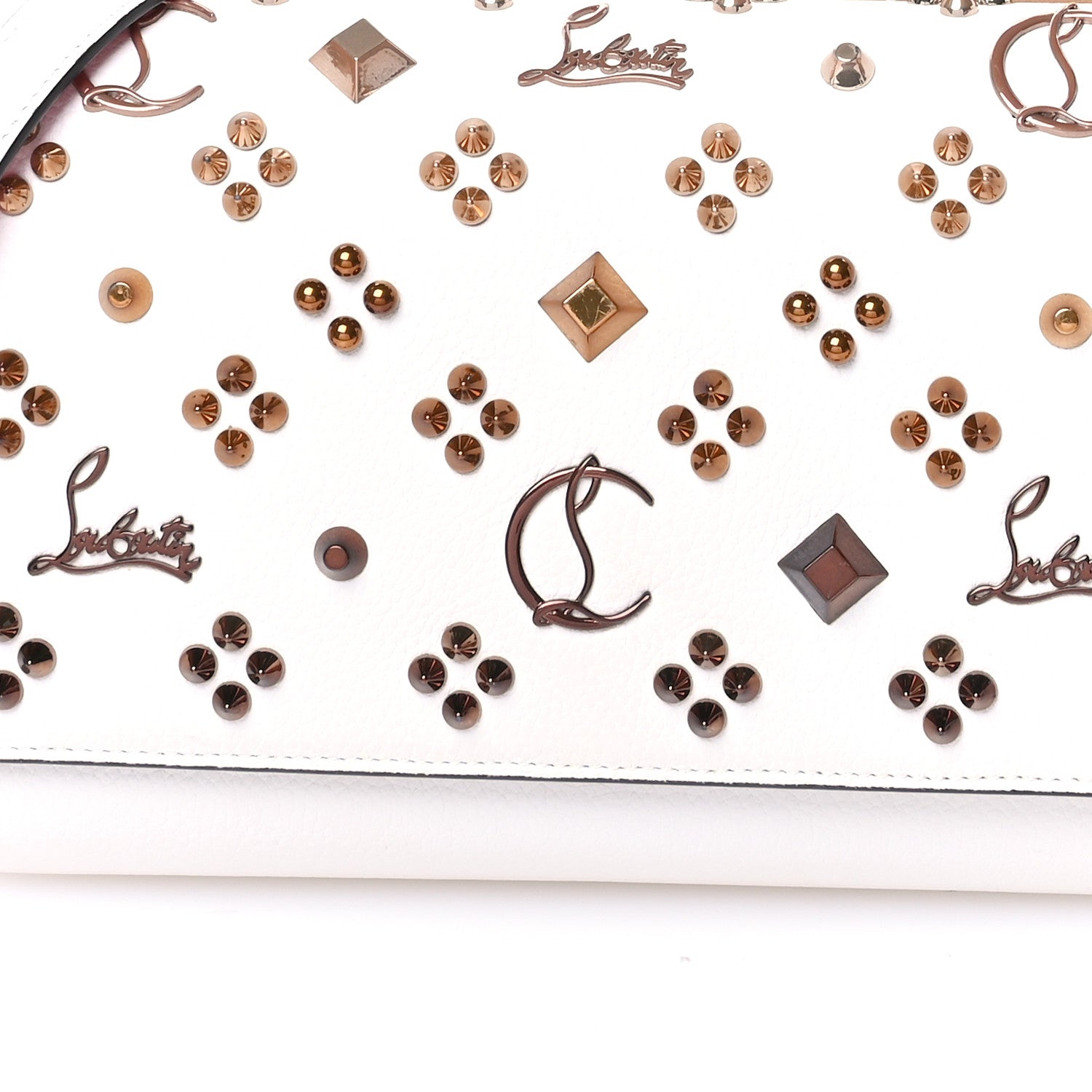 Christian Louboutin Calfskin Spikes Loubinthesky Paloma Clutch Snow 6 of 9