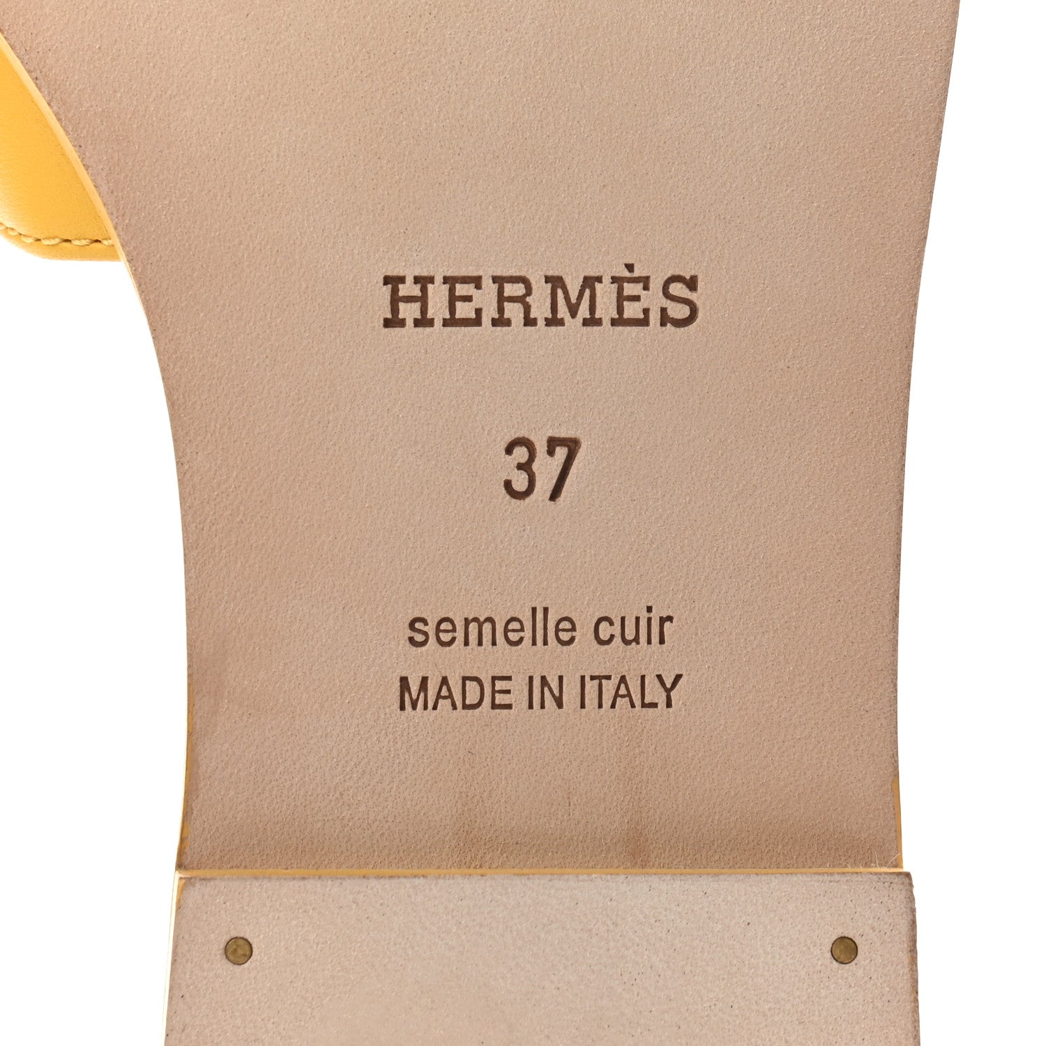Hermes Box Calfskin Oran Sandals 37 Jaune Citron 6 of 8