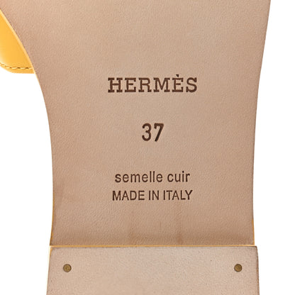 Hermes Box Calfskin Oran Sandals 37 Jaune Citron 6 of 8