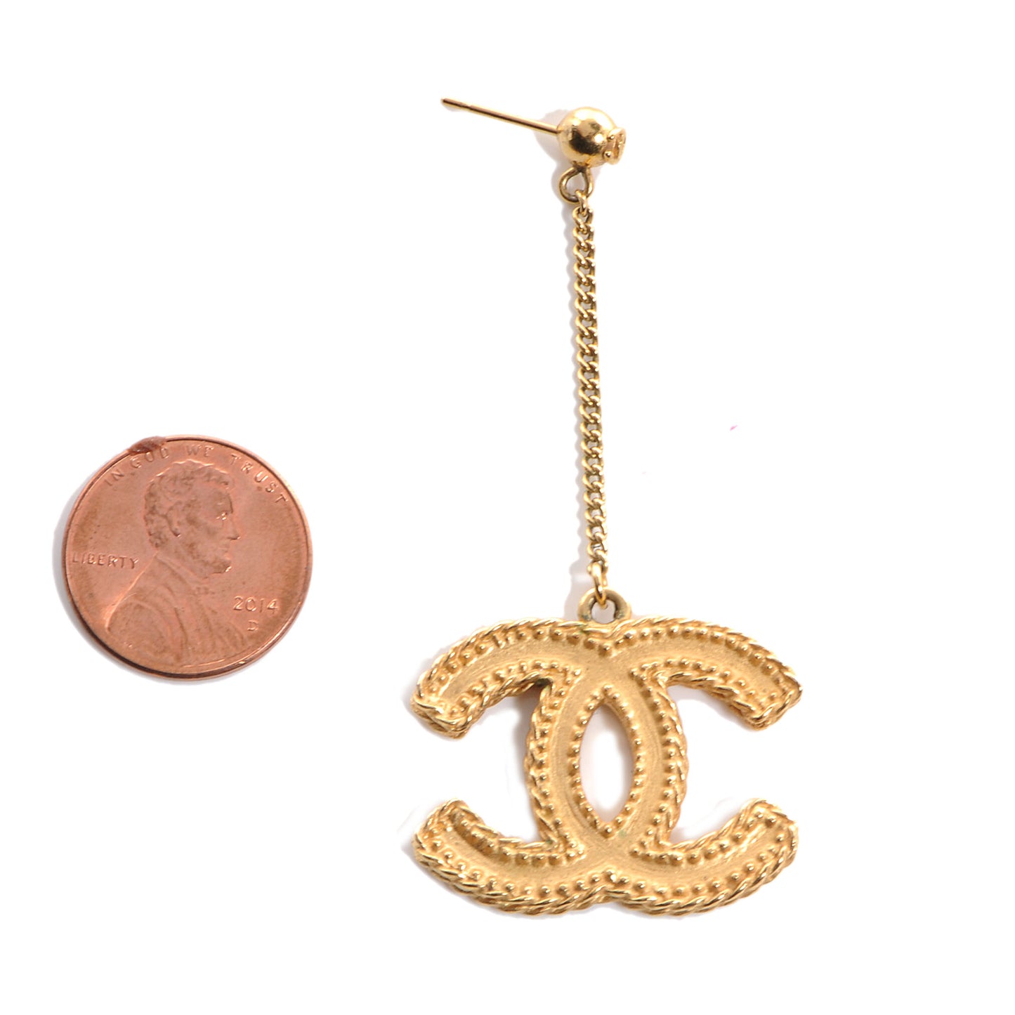 CC Drop Earrings Matte Gold
