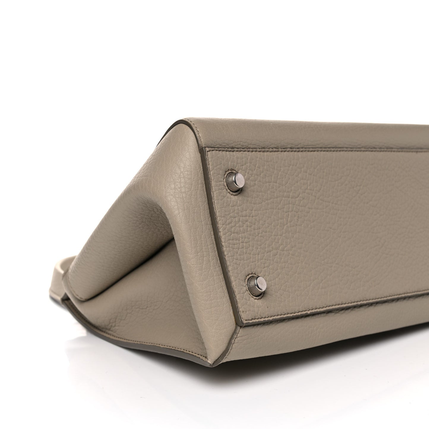 Crisped Calfskin Medium Edge Shoulder Bag Light Taupe