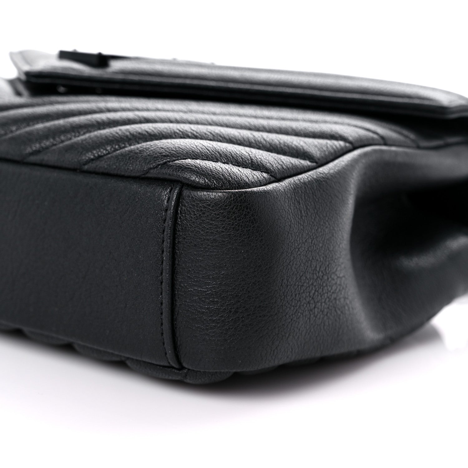 Saint Laurent Sheepskin Matelasse Chevron Monogram Monochrome Medium College Bag Black 9 of 9