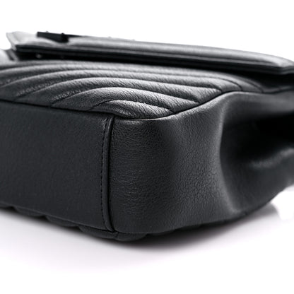 Saint Laurent Sheepskin Matelasse Chevron Monogram Monochrome Medium College Bag Black 9 of 9