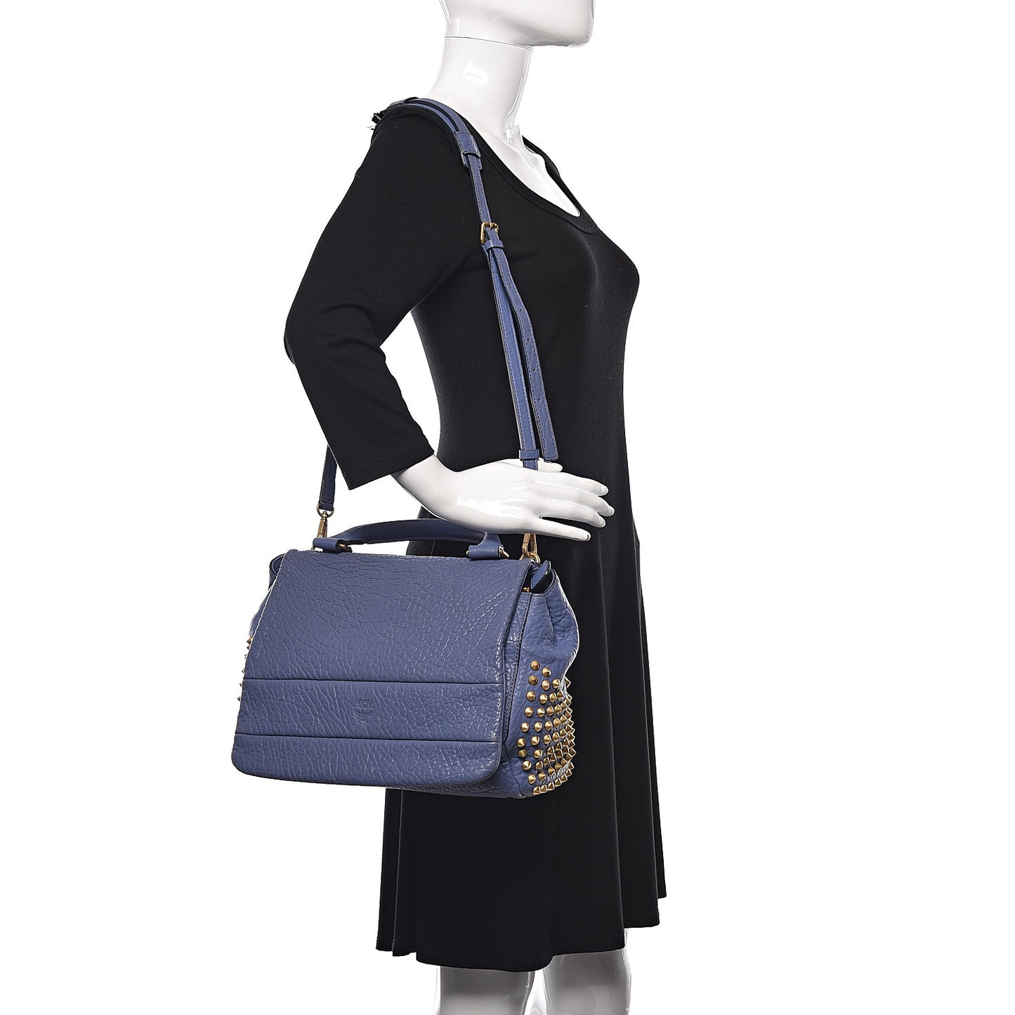Lambskin Studded Keana Shoulder Bag Blue