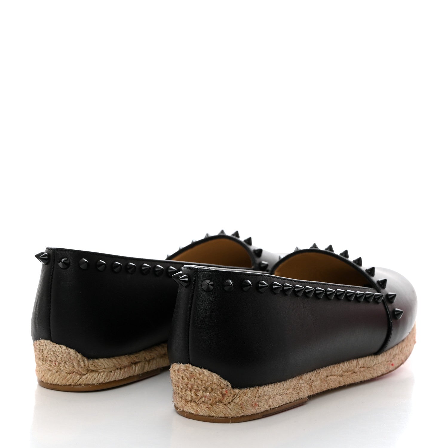 Christian Louboutin Calfskin Spikes Ares Flat Espadrilles 38 Black 4 of 9