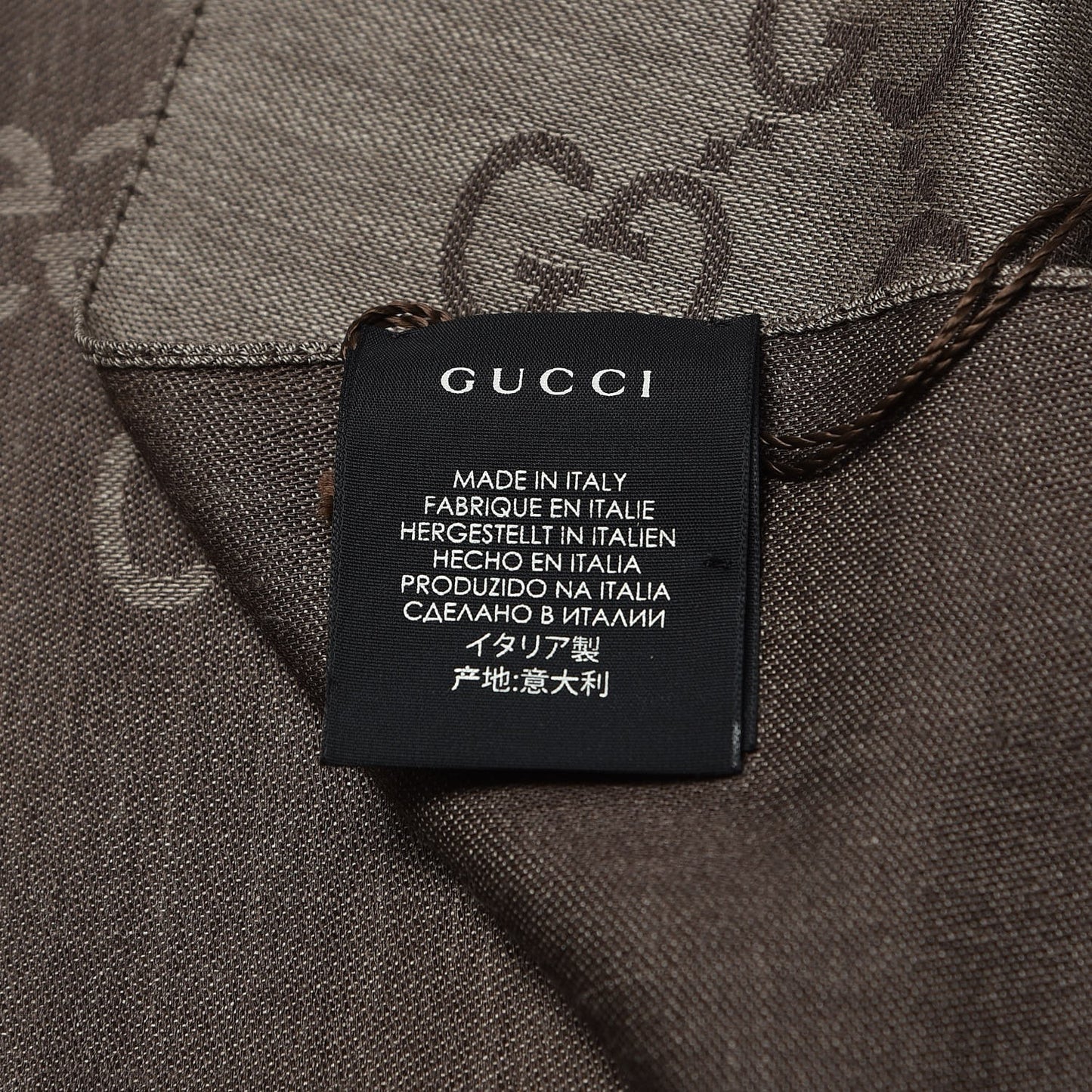 Wool Silk GG Monogram GGNat Scarf Rope Dark Brown