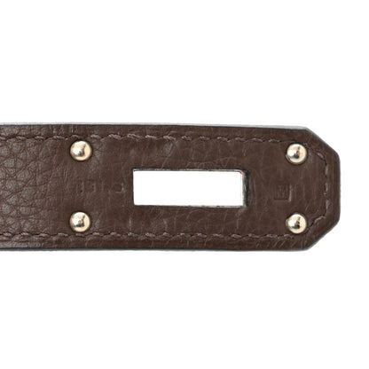 Hermes Taurillon Clemence Shoulder Kelly 40 Cafe 7 of 14