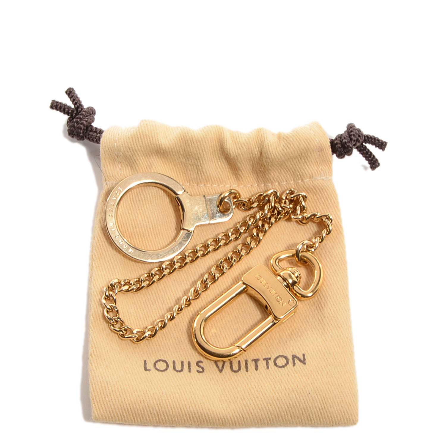 Louis Vuitton Metal Pochette Extender Key Ring Chain Gold 5 of 5