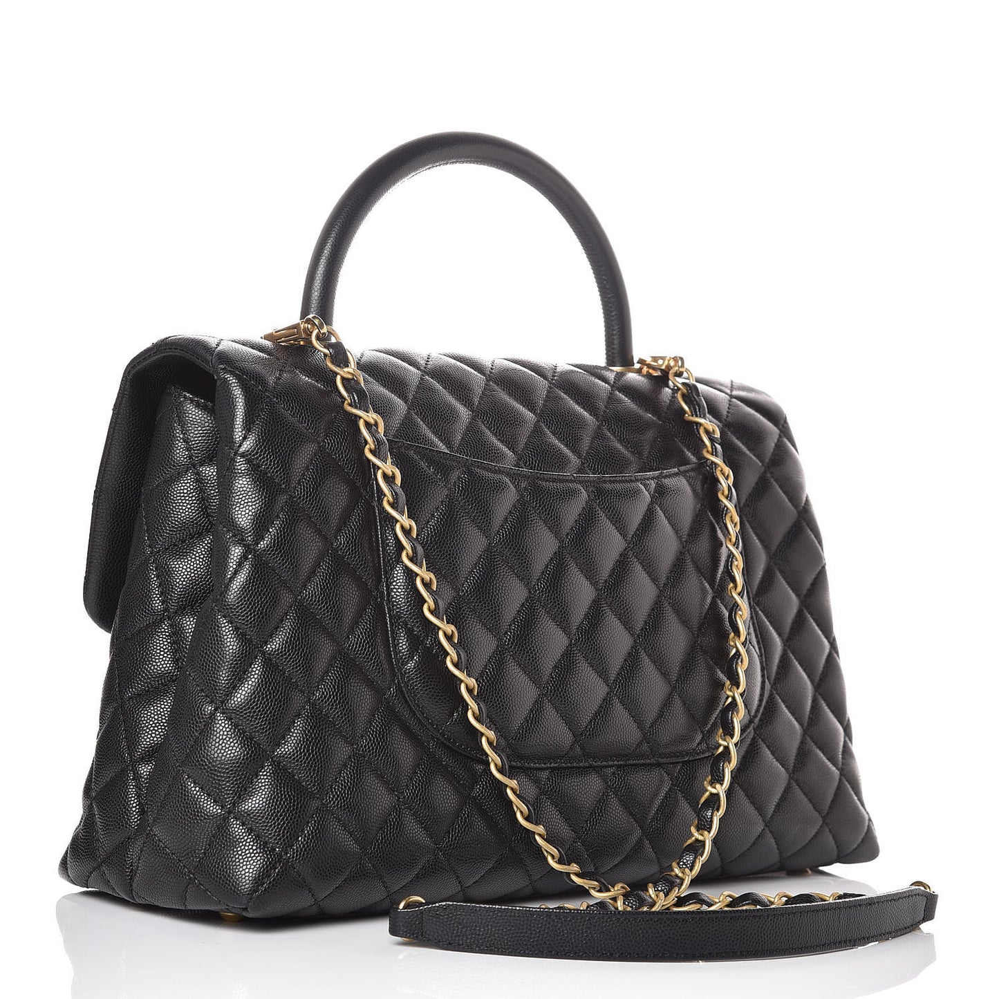 Caviar Quilted Medium Coco Handle Flap Black