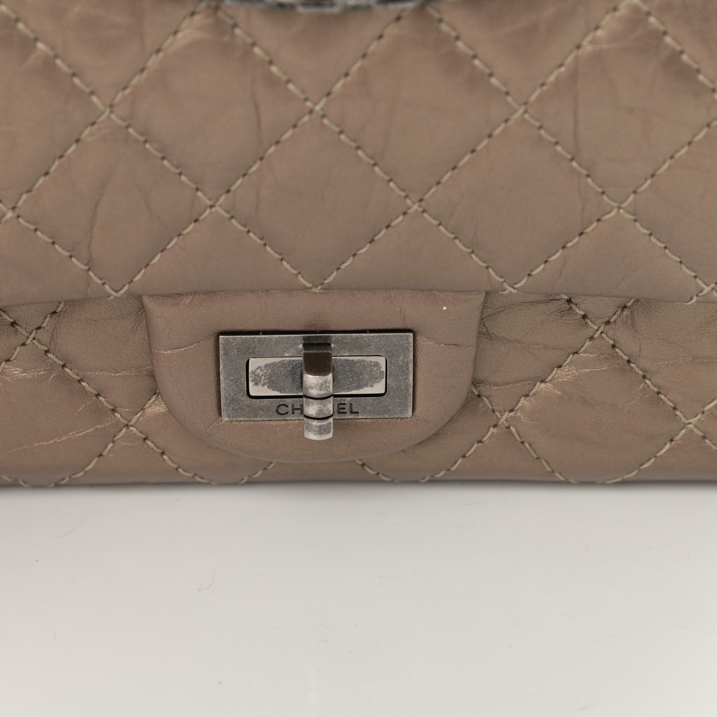 Aged Calfskin Quilted 2.55 Reissue 224 Flap Dark Gold